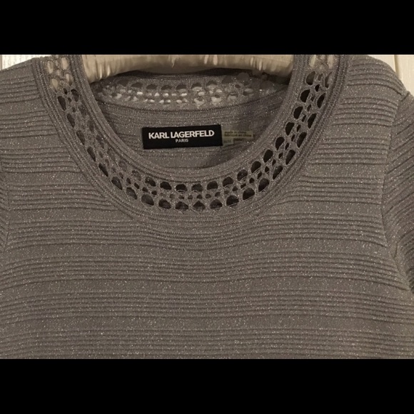 NWT - Karl Lagerfeld Paris Silver Knit Dress - Sz Medium (size 6/8) - Picture 3 of 5